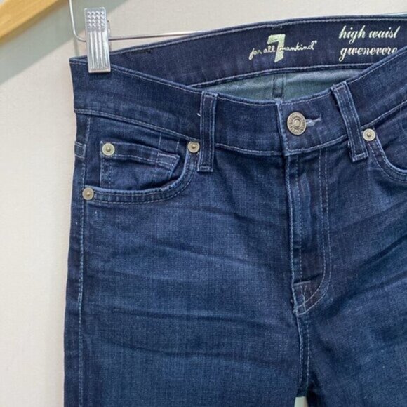 7 For All Mankind Jeans Gwenevere high waisted dark blue Jeans Size 25 - Picture 4 of 13